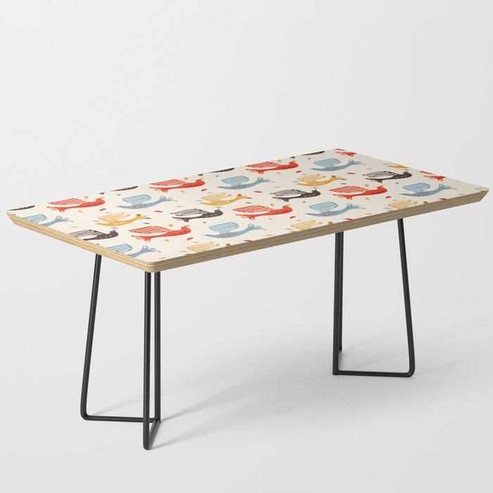 Festive Birds Retro Pattern Coffee Table