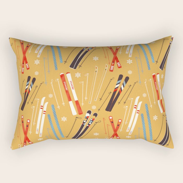 Bright Retro Ski Pattern Rectangular Pillow