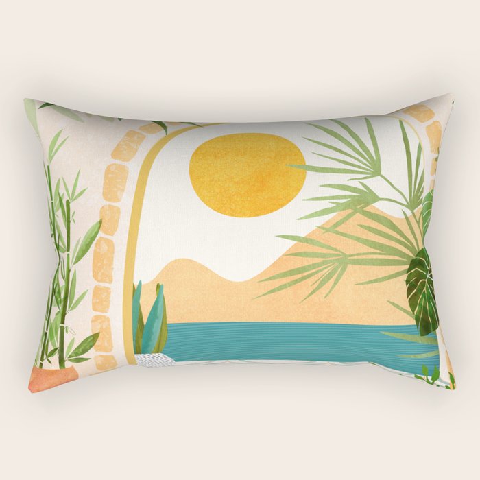 Villa View Tropical Landscape / Villa Series Rectangular Pillow