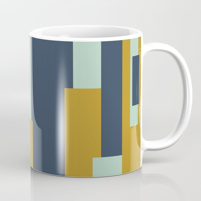 Cosmopolitan Mid Century Modern Geometric Pattern Mint Mustard Blue Coffee Mug