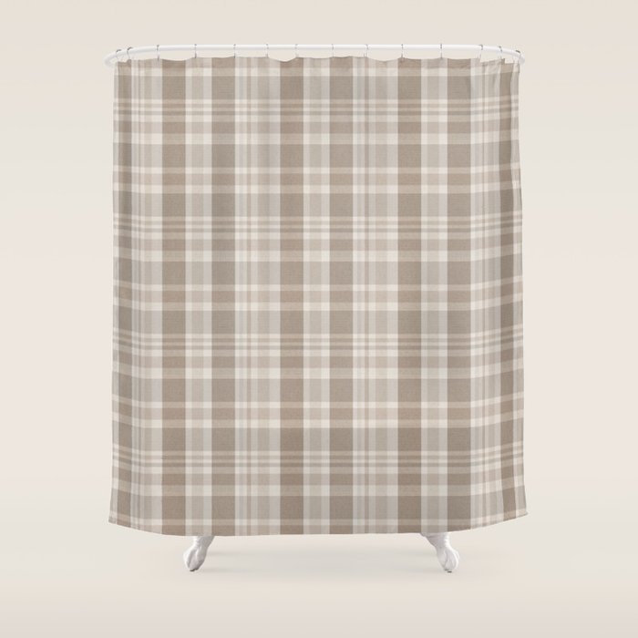 Checkered, Plaid Prints, Warm Brown Shower Curtain
