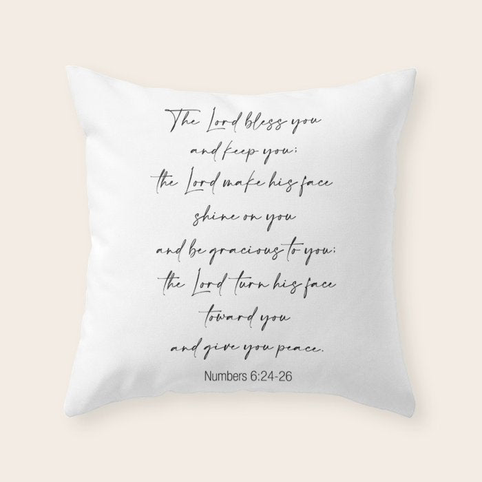 The Lord Bless You  - Numbers 6:24-26 Throw Pillow