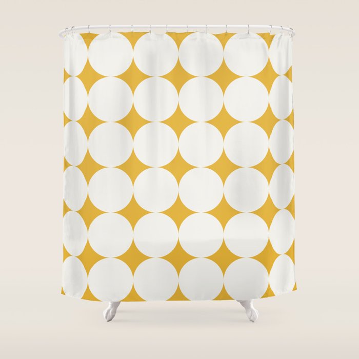 Circular Minimalism - Retro Yellow White Shower Curtain