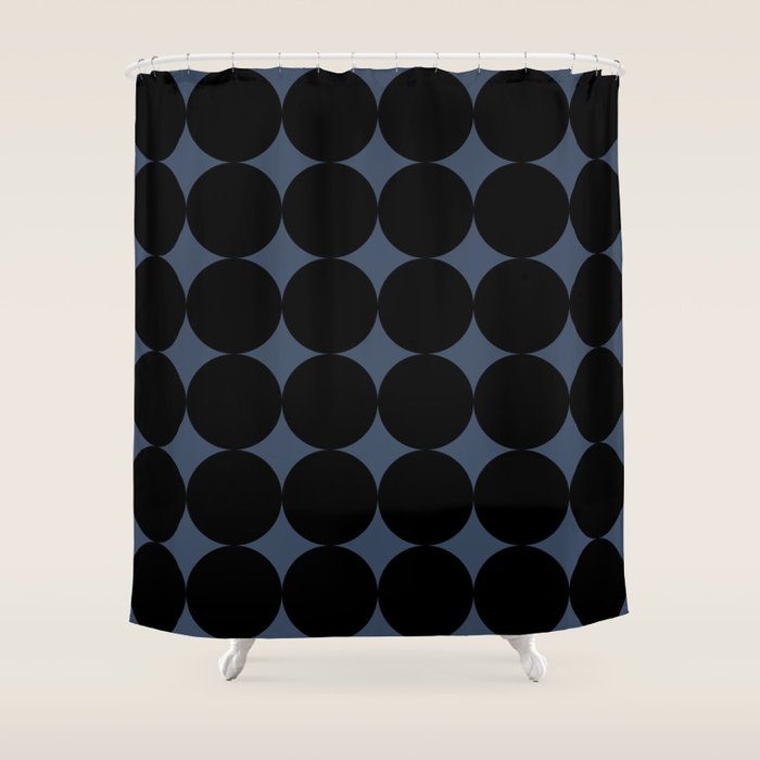 Circular Minimalism - Retro Blue Black Shower Curtain