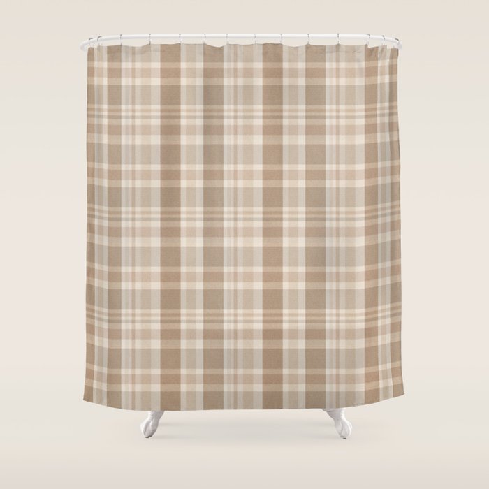 Plaid Prints, Brown And Beige Shower Curtain