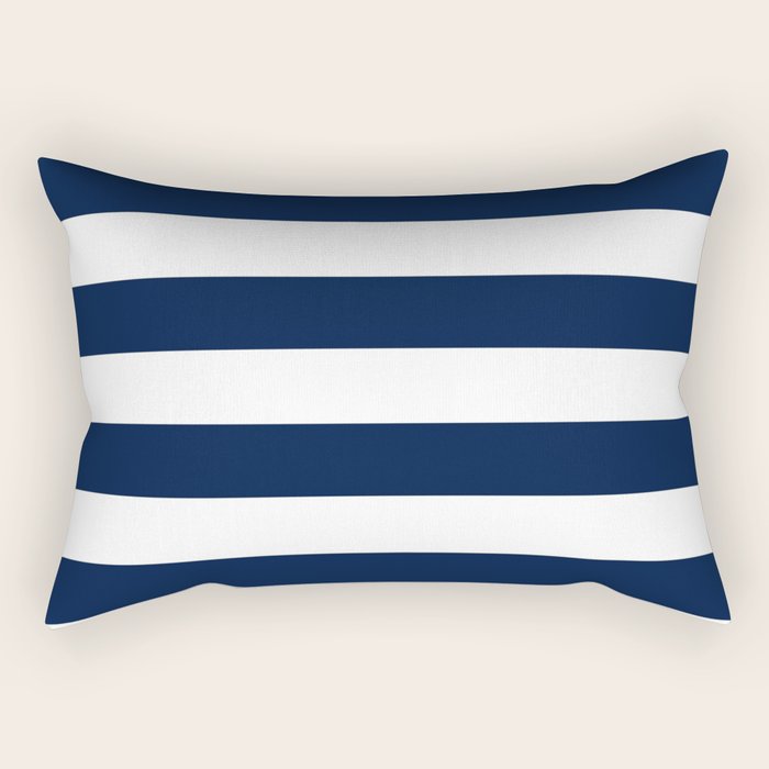 MarinièRe Nautical Navy Blue And White Mariniere Stripes  Rectangular Pillow