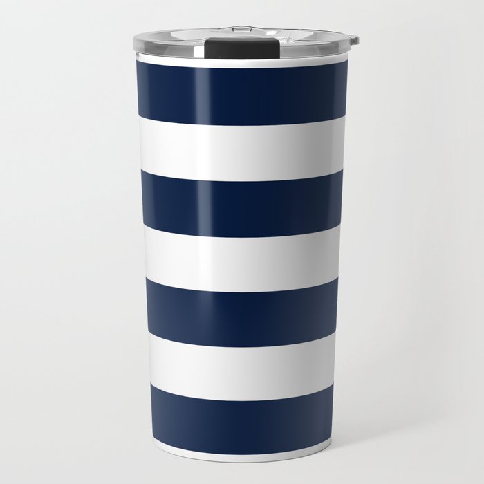 MarinièRe Nautical Navy Blue And White Mariniere Stripes  Travel Mug