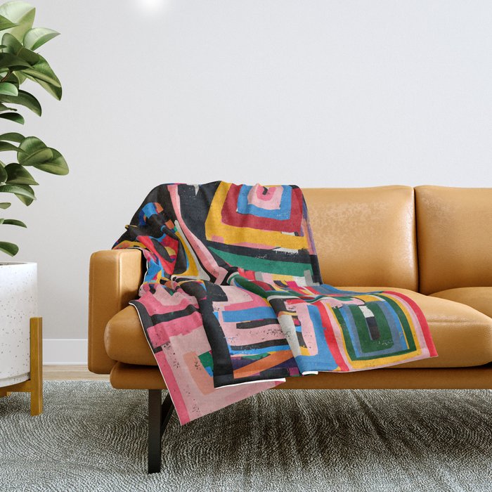 Neo Cubism Abstract Art Pattern Mystic Throw Blanket