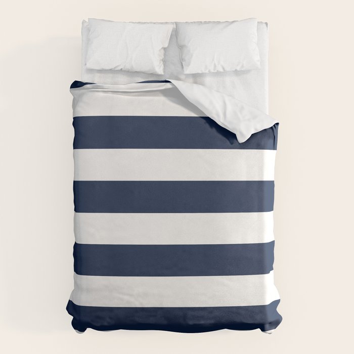 MarinièRe Nautical Navy Blue And White Mariniere Stripes  Duvet Cover