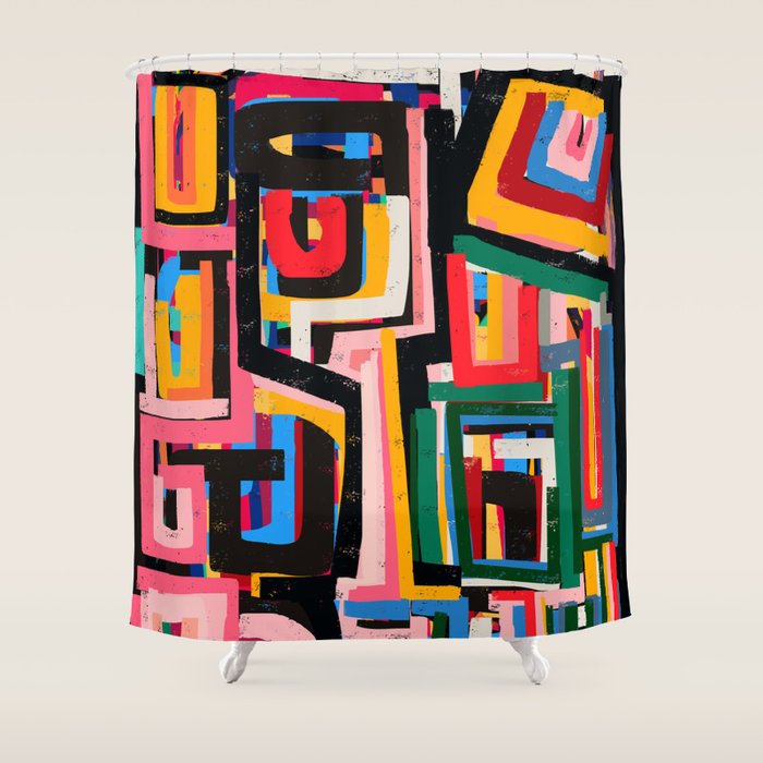 Neo Cubism Abstract Art Pattern Mystic Shower Curtain