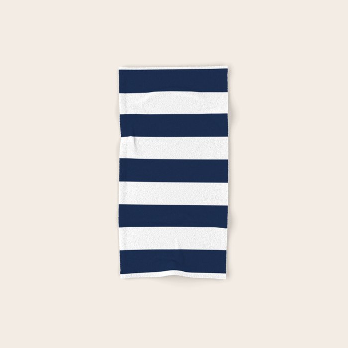 MariniRe Nautical Navy Blue And White Mariniere Stripes  Bath Towel