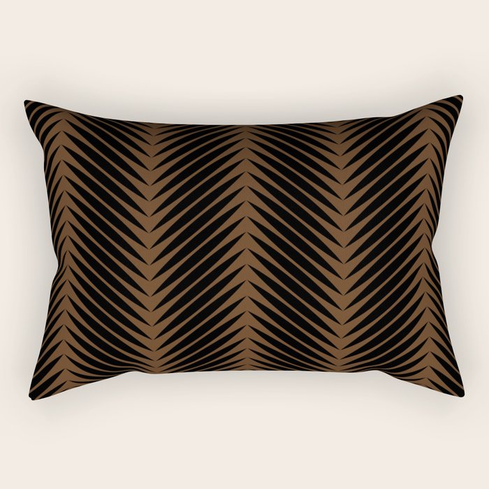 Palm Leaf Pattern - Dark Earthy Rectangular Pillow