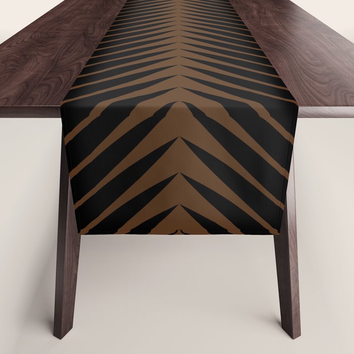 Palm Leaf Pattern - Dark Earthy Table Runner