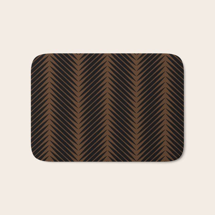 Palm Leaf Pattern - Dark Earthy Bath Mat