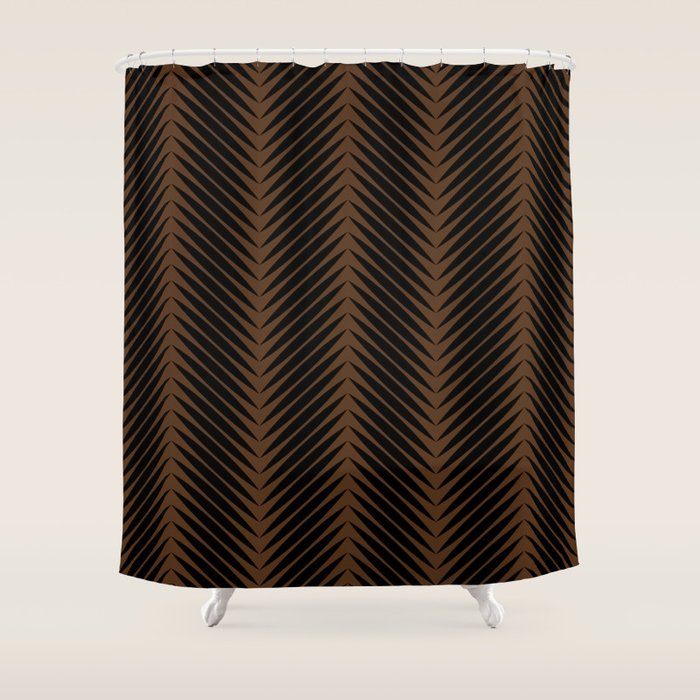 Palm Leaf Pattern - Dark Earthy Shower Curtain