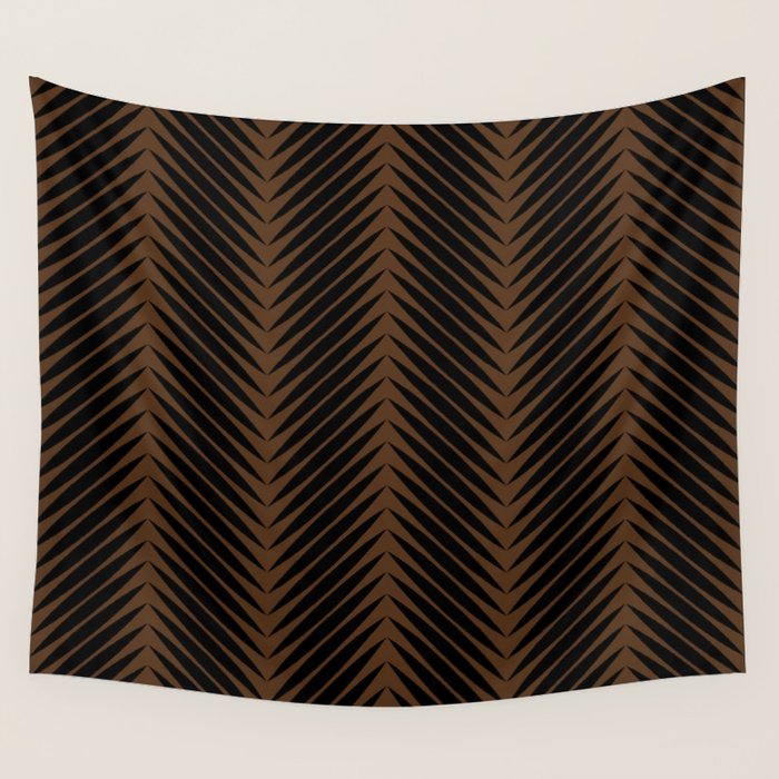 Palm Leaf Pattern - Dark Earthy Wall Tapestry