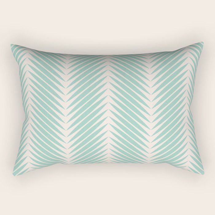 Palm Leaf Pattern - Turquoise Rectangular Pillow