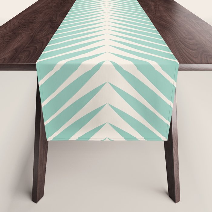 Palm Leaf Pattern - Turquoise Table Runner