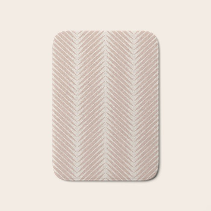 Palm Leaf Pattern - Neutral Beige Bath Mat