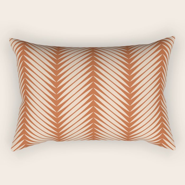 Palm Leaf Pattern - Orange Rectangular Pillow