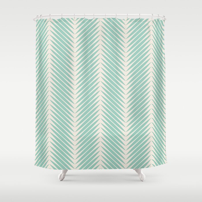 Palm Leaf Pattern - Turquoise Shower Curtain