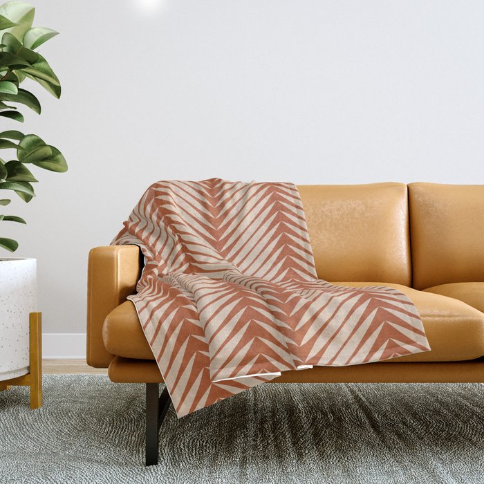 Palm Leaf Pattern - Orange Throw Blanket