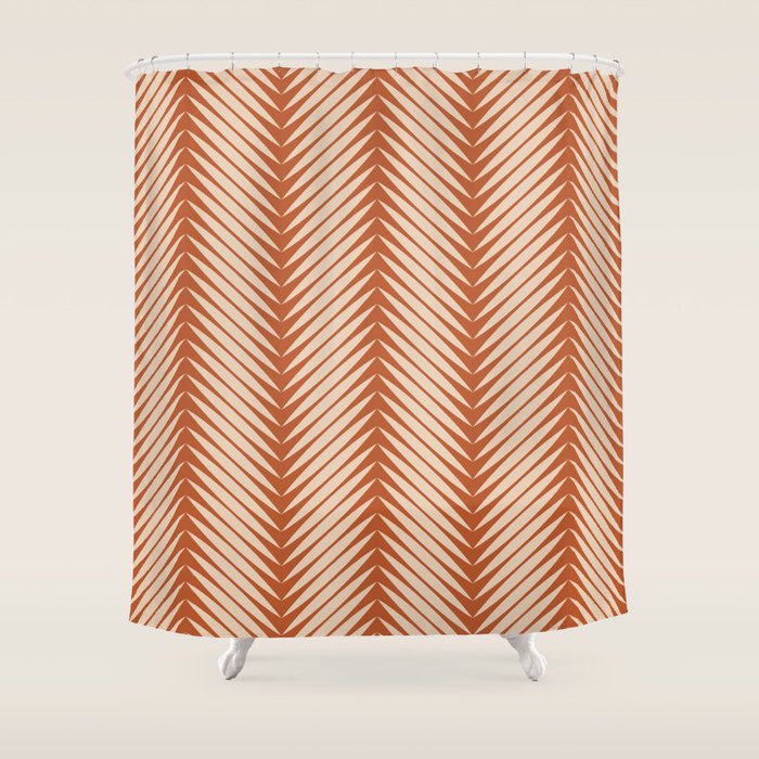 Palm Leaf Pattern - Orange Shower Curtain
