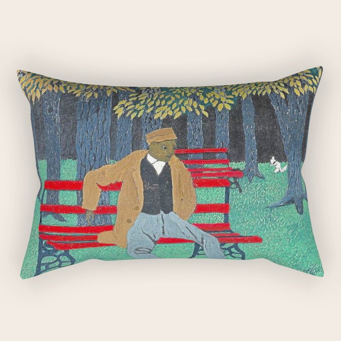 African American Masterpiece 'Man On A Bench' By Horace Pippin Rectangular Pillow