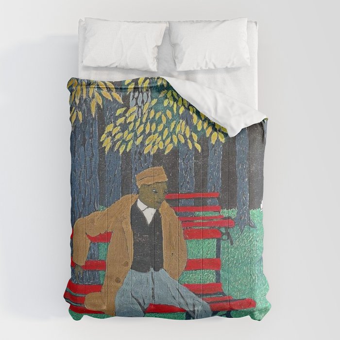 African American Masterpiece 'Man On A Bench' By Horace Pippin Comforter