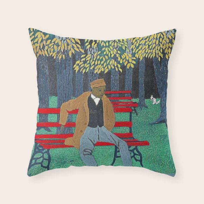 African American Masterpiece 'Man On A Bench' By Horace Pippin Throw Pillow
