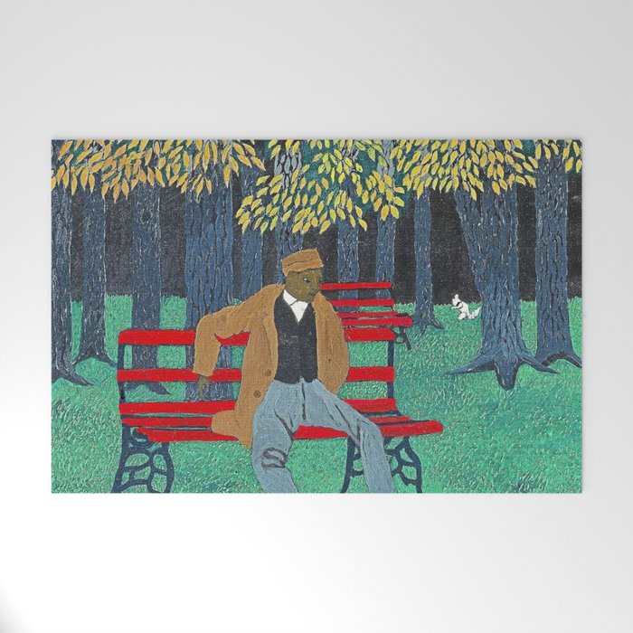 African American Masterpiece 'Man On A Bench' By Horace Pippin Welcome Mat