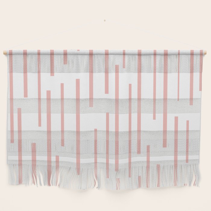 Leitungen Minimalist Pink And White Interrupted Line Pattern Wall Hanging