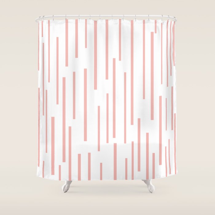 Leitungen Minimalist Pink And White Interrupted Line Pattern Shower Curtain