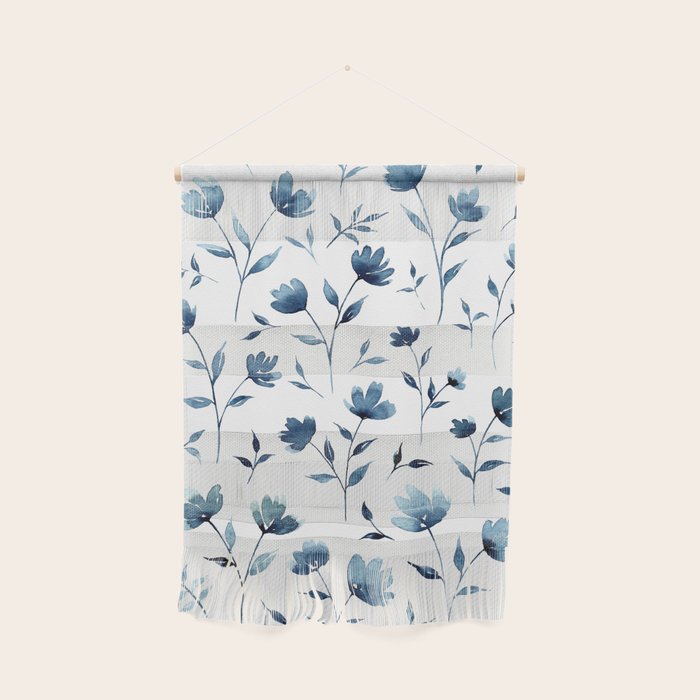 Blue Flowers | Watercolor Pattern Wall Hanging