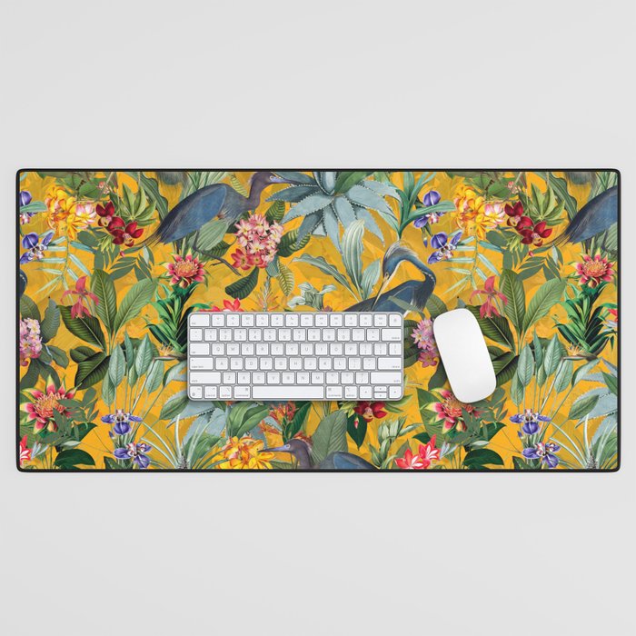 Vintage & Shabby Chic - Sunny Tropical Garden Blue Heron Desk Mat
