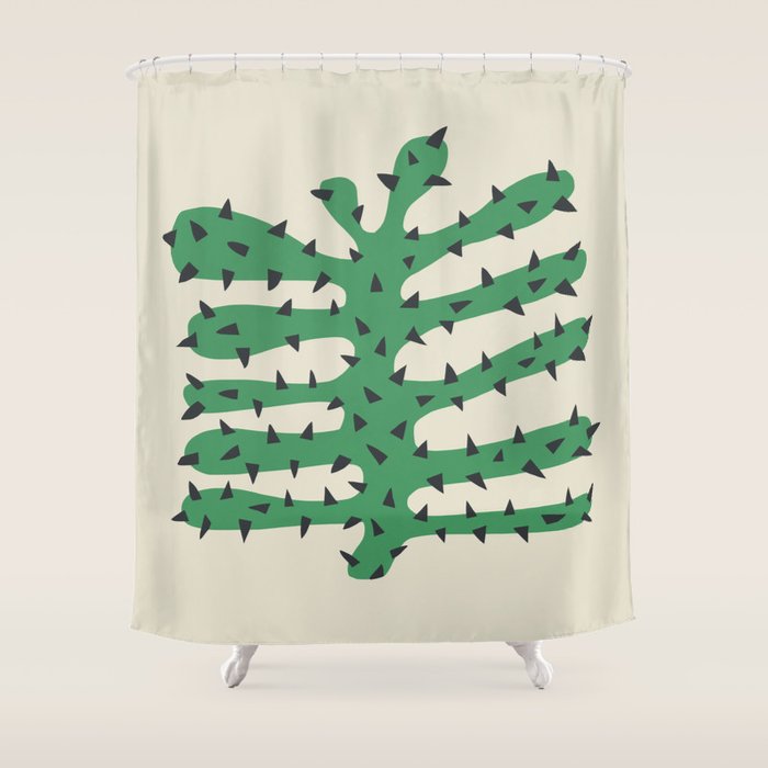 Matisse Inspired Dark Green Shape Shower Curtain