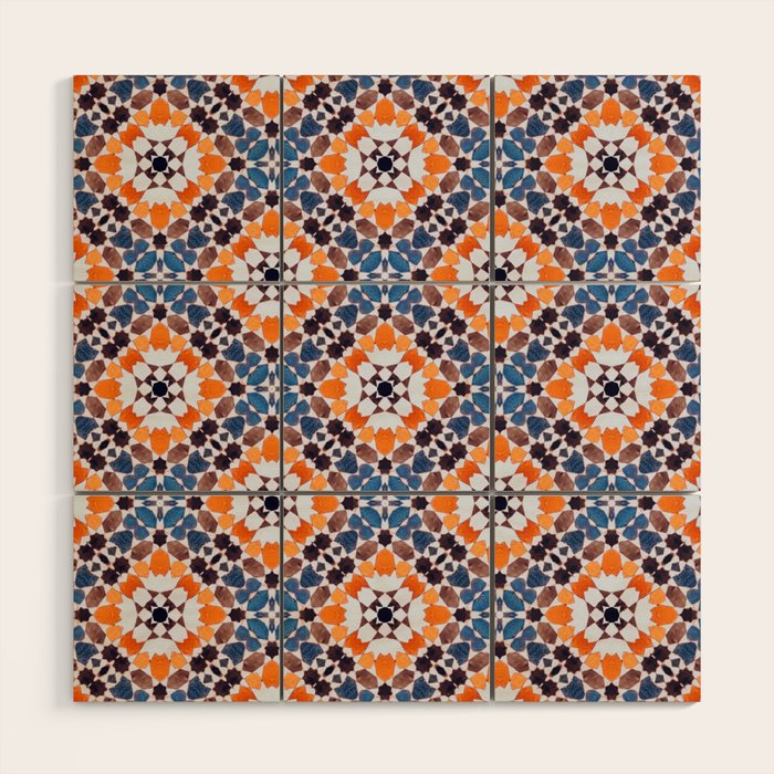 Moroccan Tile - Blue Mosaic Wood Wall Art