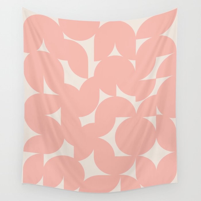 Contemporary Geometric Shapes - Soft Pink Wall Tapestry
