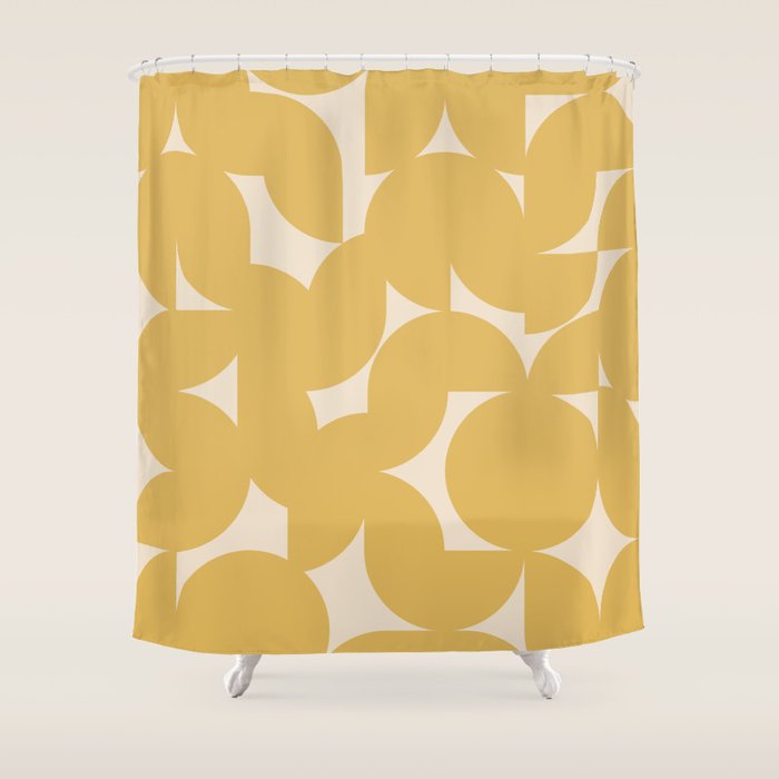 Contemporary Geometric Shapes - Orange Shower Curtain