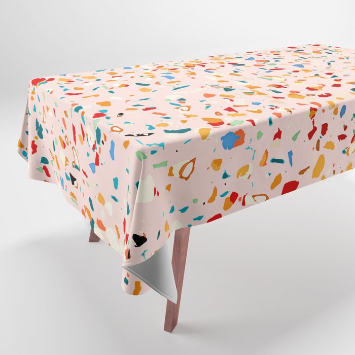 Blush Terrazzo | Pink Eclectic Speckles | Abstract Confetti Painting | Chic Bohemian Illustration Tablecloth