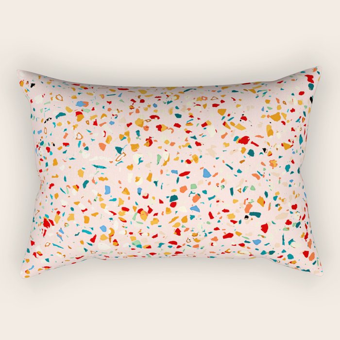 Blush Terrazzo | Pink Eclectic Speckles | Abstract Confetti Painting | Chic Bohemian Illustration Rectangular Pillow