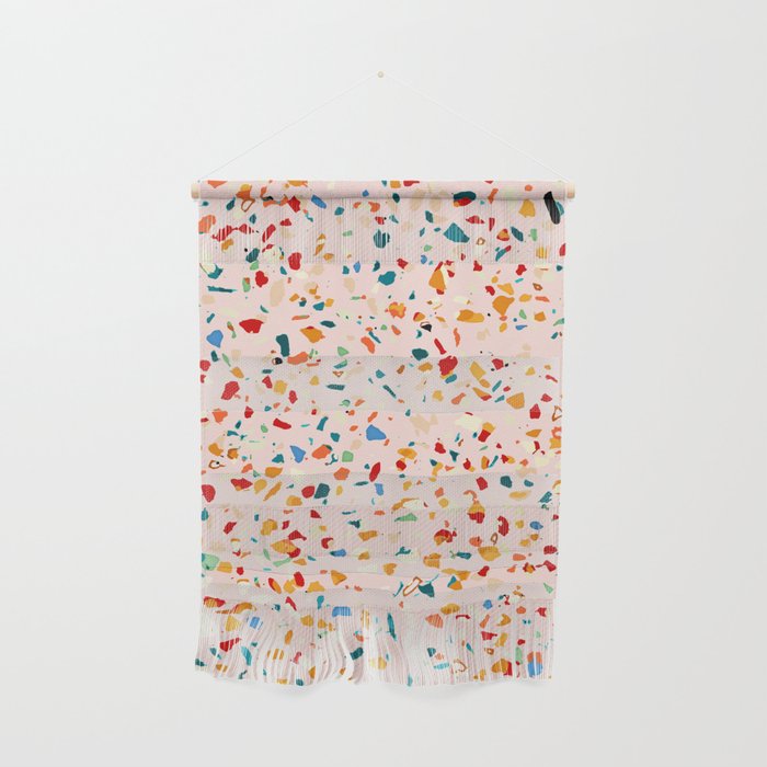 Blush Terrazzo | Pink Eclectic Speckles | Abstract Confetti Painting | Chic Bohemian Illustration Wall Hanging