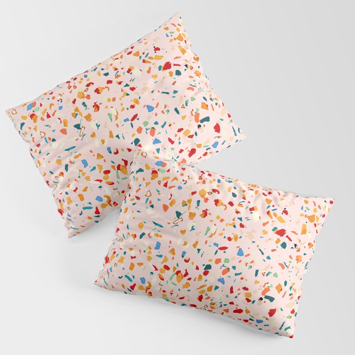Blush Terrazzo | Pink Eclectic Speckles | Abstract Confetti Painting | Chic Bohemian Illustration Pillow Sham