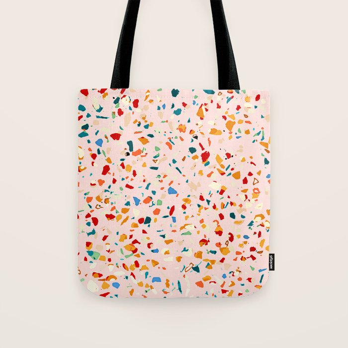 Blush Terrazzo | Pink Eclectic Speckles | Abstract Confetti Painting | Chic Bohemian Illustration Tote Bag