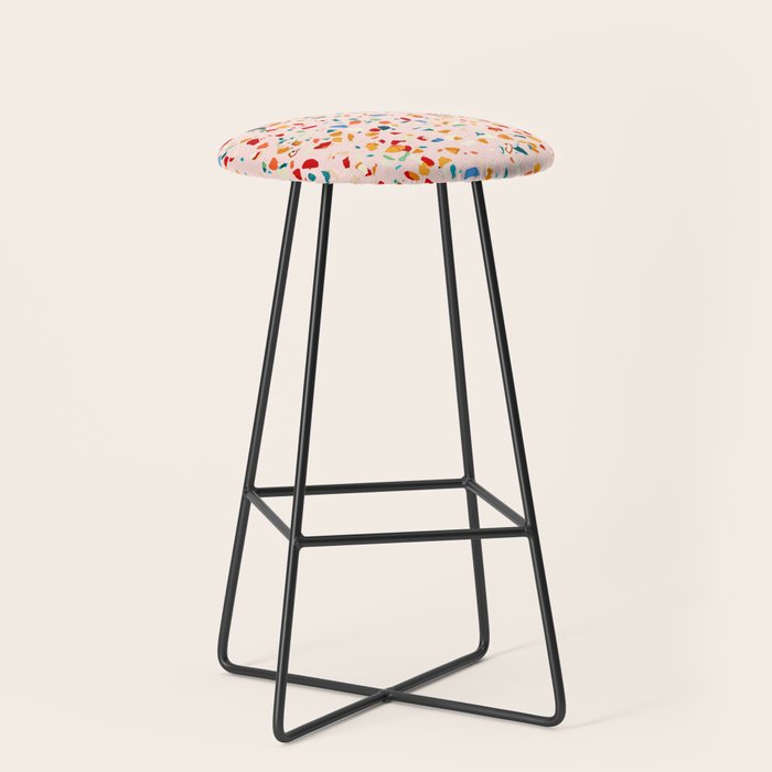 Blush Terrazzo | Pink Eclectic Speckles | Abstract Confetti Painting | Chic Bohemian Illustration Stool