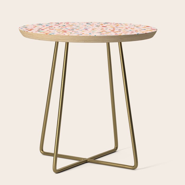 Blush Terrazzo | Pink Eclectic Speckles | Abstract Confetti Painting | Chic Bohemian Illustration Side Table