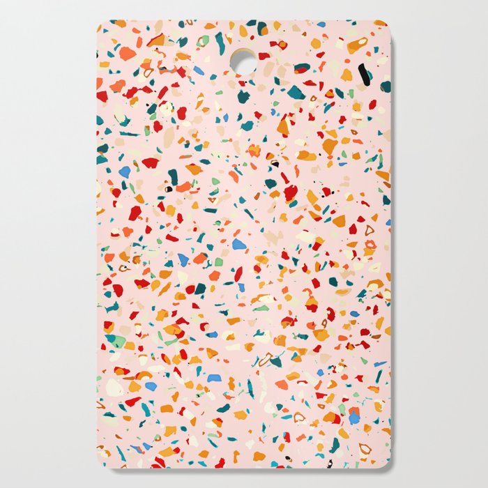 Blush Terrazzo | Pink Eclectic Speckles | Abstract Confetti Painting | Chic Bohemian Illustration Cutting Board