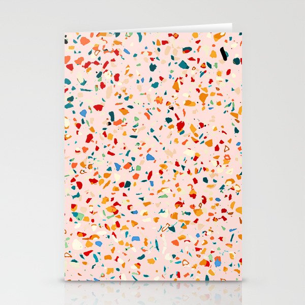 Blush Terrazzo | Pink Eclectic Speckles | Abstract Confetti Painting | Chic Bohemian Illustration Stationery Card