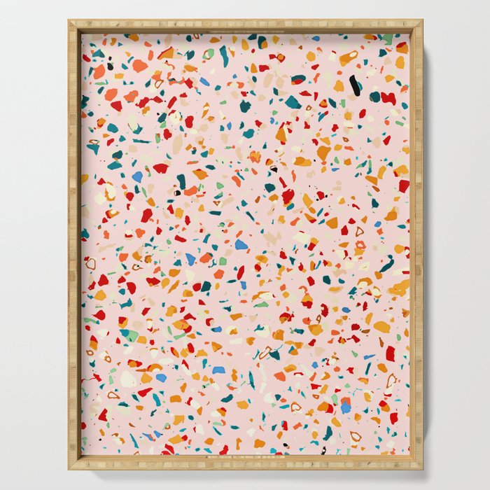 Blush Terrazzo | Pink Eclectic Speckles | Abstract Confetti Painting | Chic Bohemian Illustration Serving Tray