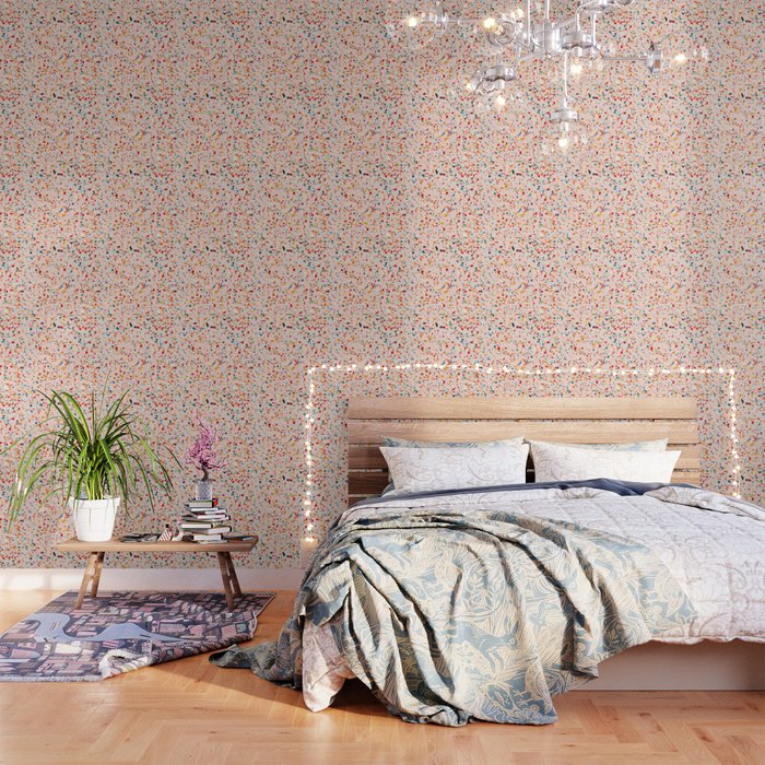 Blush Terrazzo | Pink Eclectic Speckles | Abstract Confetti Painting | Chic Bohemian Illustration Wallpaper